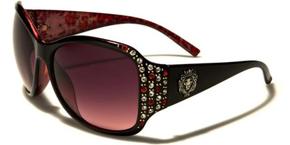 Oversized Retro Diamante Kleo Sunglasses for Women Black Red Red Smoke Lens Kleo lh3093rhd
