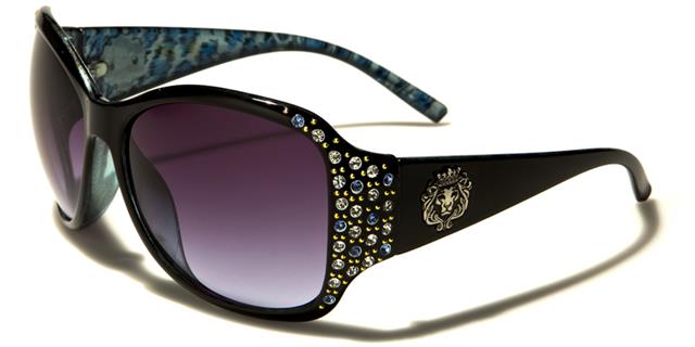 Oversized Retro Diamante Kleo Sunglasses for Women Black Blue Purple smoke Lens Kleo lh3093rhe