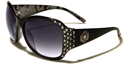 Oversized Retro Diamante Kleo Sunglasses for Women Black Reptile Purple Smoke Lens Kleo lh3093rhg