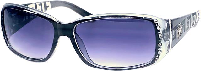 Small Wrap Around Diamante Kleo Sunglasses Black Clear Smoke Lens Kleo lh3094rhk