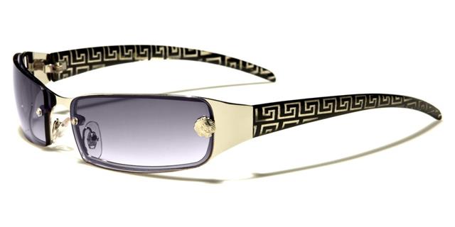 Small Designer Kleo Inspired Wrap Sunglasses For Women Black Silver Smoke Gradient Lens Kleo lh3423a