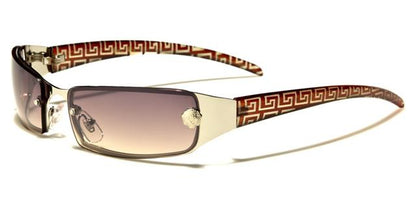 Small Designer Kleo Inspired Wrap Sunglasses For Women Brown Silver Brown Gradient Lens Kleo lh3423b