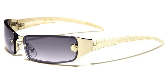 Small Designer Kleo Inspired Wrap Sunglasses For Women White Silver Smoke Gradient Lens Kleo lh3423d