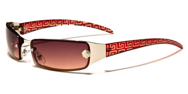 Small Designer Kleo Inspired Wrap Sunglasses For Women Red Silver Red Smoke Gradient Lens Kleo lh3423e