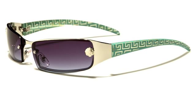 Small Designer Kleo Inspired Wrap Sunglasses For Women Green Silver Smoke Gradient Lens Kleo lh3423f