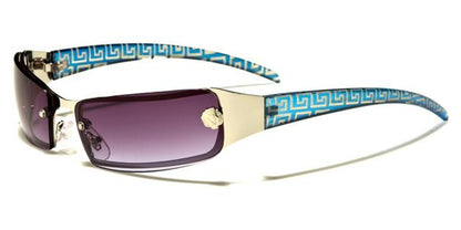 Small Designer Kleo Inspired Wrap Sunglasses For Women Blue Silver Smoke Gradient Lens Kleo lh3423g