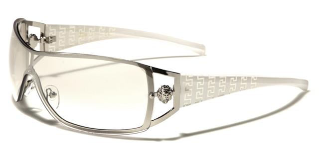 Women's Oversized Wrap around Semi-Rimless Retro Kleo Sunglasses White Clear Lens Kleo lh3699b