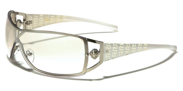 Women's Oversized Wrap around Semi-Rimless Retro Kleo Sunglasses White Clear Smoke Mirror Lens Kleo lh3699bb