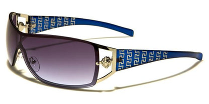 Women's Oversized Wrap around Semi-Rimless Retro Kleo Sunglasses Blue Smoke Lens Kleo lh3699e