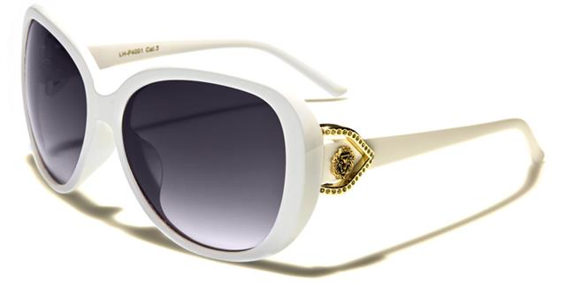 Oval Big Women's Kleo Butterfly Sunglasses White Gold Smoke Lens Kleo lh4001e