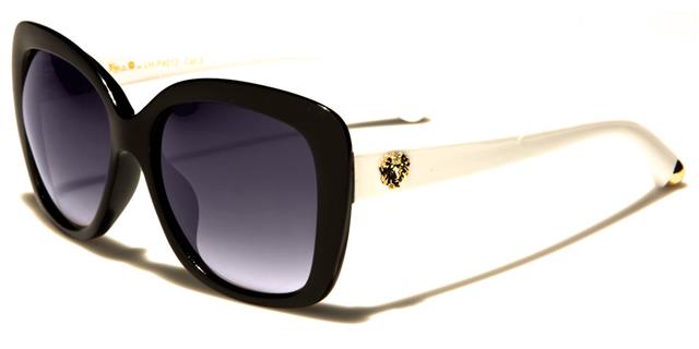 Square Big Women's Kleo Butterfly Sunglasses Black & White Gold Smoke Gradient Lens Kleo lh4013b