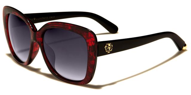 Square Big Women's Kleo Butterfly Sunglasses Red & Black Gold Smoke Gradient Lens Kleo lh4013d