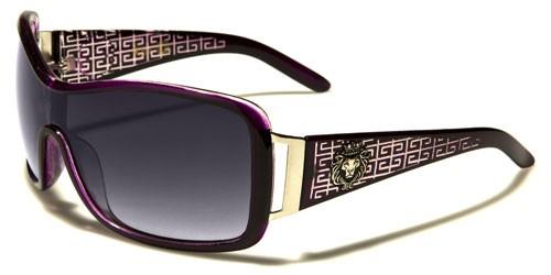 Designer Kleo Lion Head Logo Womens Wrap Around Sunglasses Purple Smoke Pink Gradient Lens Kleo lh5125d