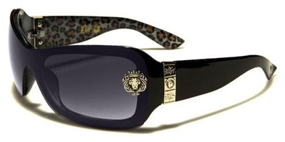 Diamante Wrap Around Kleo Sunglasses fr Women Black Leopard Purple Smoke Lens Kleo lh5183d