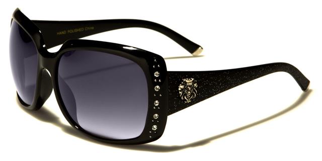 Women's Square Large Wrap Sunglasses BLACK SMOKED LENS Kleo lh5285rha