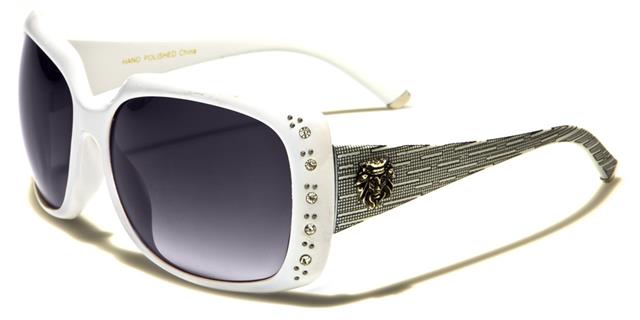 Women's Square Large Wrap Sunglasses WHITE SMOKED LENS Kleo lh5285rhb