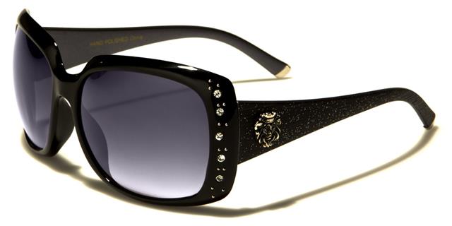 Women's Square Large Wrap Sunglasses BLACK GREY SMOKED LENS Kleo lh5285rhc