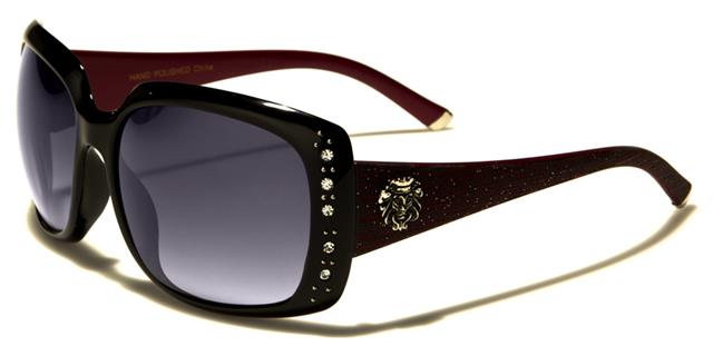 Women's Square Large Wrap Sunglasses BLACK RED SMOKED LENS Kleo lh5285rhd