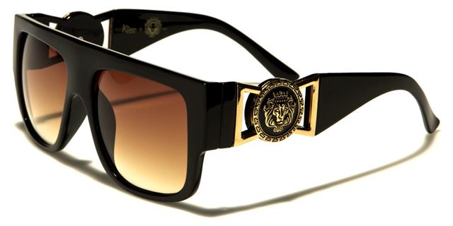 Kleo Designer Flat Top Classic Style Sunglasses BLACK GLOSS & BROWN Kleo lh5352c