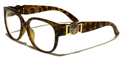 Kleo Designer Inspired Clear Len Geek Classic sunglasses Leopard Brown Gold Clear Lens Kleo lh5356clrb