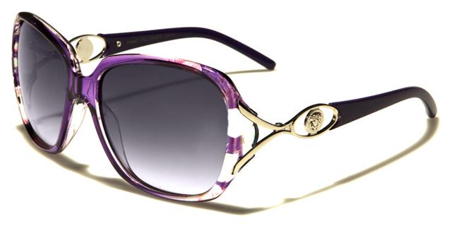 Kleo Big Flower Butterfly Sunglasses for Women Purple Flowers Silver Smoke Lens Kleo lh5370d