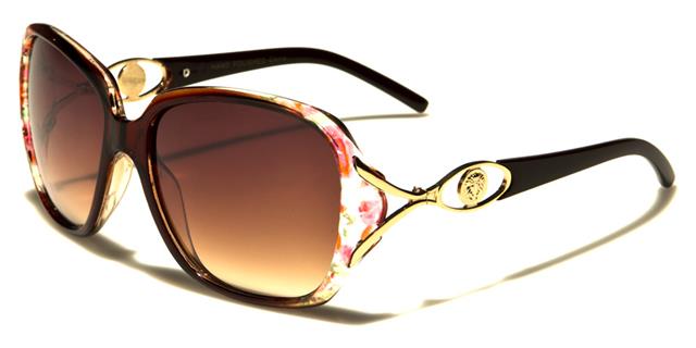 Kleo Big Flower Butterfly Sunglasses for Women Brown Flowers Gold Brown Lens Kleo lh5370e