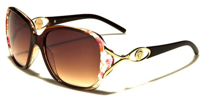 Kleo Big Flower Butterfly Sunglasses for Women Kleo lh5370e Brown Flowers Gold Brown Lens