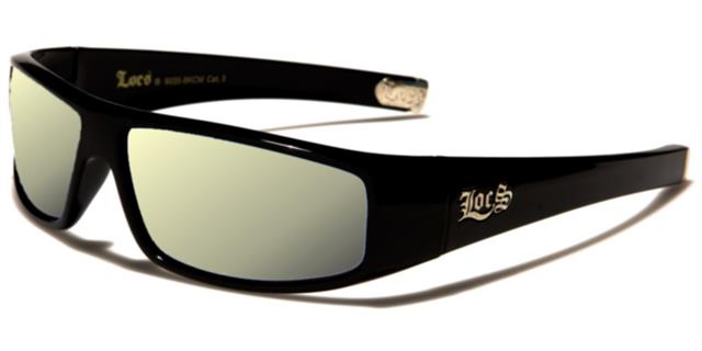 Designer Locs Black or white Mirrored wrap Around Sunglasses for Men Gloss Black Silver Mirror Lens Locs Shades loc9035-bkcme
