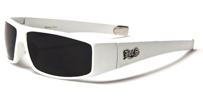 Designer Locs Black or white Mirrored wrap Around Sunglasses for Men White Dark Smoke Lens Locs Shades loc9035-whta