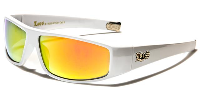 Designer Locs Black or white Mirrored wrap Around Sunglasses for Men White Orange Mirror Lens Locs Shades loc9035-wtcma