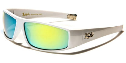 Designer Locs Black or white Mirrored wrap Around Sunglasses for Men White Yellow Green Mirror Lens Locs Shades loc9035-wtcmb
