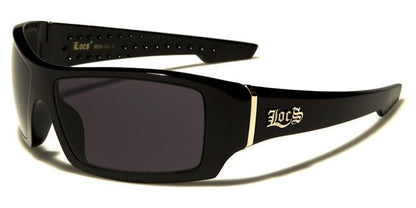 Locs Black White Oversized wrap around Biker Hip Hop Sunglasses BLACK SMOKE LENSES Locs Shades loc9054-bka