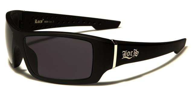 Locs Black White Oversized wrap around Biker Hip Hop Sunglasses MATT BLACK SMOKE LENSES Locs Shades loc9054-mba