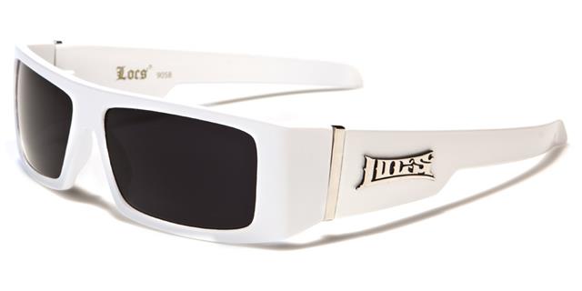 Locs Skull wrap around Gangsta Gothic Emo Hip Hop Sunglasses White Smoke Lens Locs Shades loc9058-whta