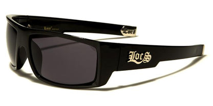 Locs Black White Oversized wrap around Gangsta Hip Hop Sunglasses for Men Locs Shades loc91025-bka GLOSS BLACK SMOKE LENS