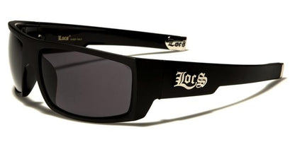 Locs Black White Oversized wrap around Gangsta Hip Hop Sunglasses for Men MATT BLACK SMOKE LENSES Locs Shades loc91025-mba