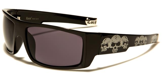 Locs Black Skull Oversized wrap around OG's Hip Hop Sunglasses Black Silver Skull Dark Smoke Lens Locs Shades loc91025-skla