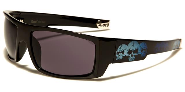 Locs Black Skull Oversized wrap around OG's Hip Hop Sunglasses Black Blue Skull Dark Smoke Lens Locs Shades loc91025-skld