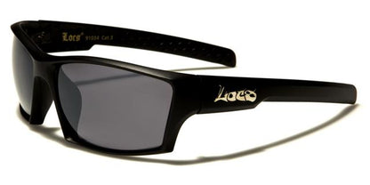 Designer Locs Black Mirrored wrap Around Sports Sunglasses for Men Matt Black Smoke lens Locs Shades loc91034-mba