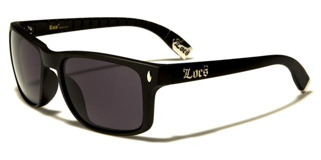 Designer Locs Black Classic Square Mirrored Sunglasses for Men Locs Shades loc91045-mba Matt Black Smoke Lens