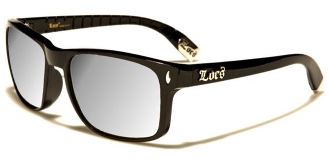 Designer Locs Black Classic Square Mirrored Sunglasses for Men Black Silver Mirror Locs Shades loc91045-mixd