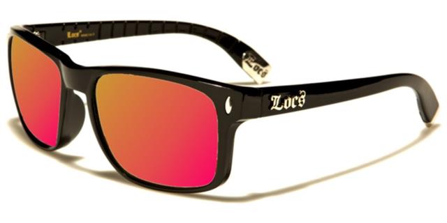 Designer Locs Black Classic Square Mirrored Sunglasses for Men Black Orange Mirror Locs Shades loc91045-mixh