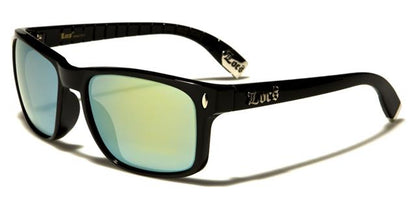 Designer Locs Black Classic Square Mirrored Sunglasses for Men Black Yellow & Green Mirror Locs Shades loc91045-ylma
