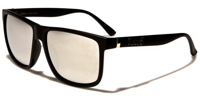 Designer Locs Black Large Square Mirrored Classic Sunglasses for Men Matt Black Silver Mirror Lens Locs Shades loc91055-mixa