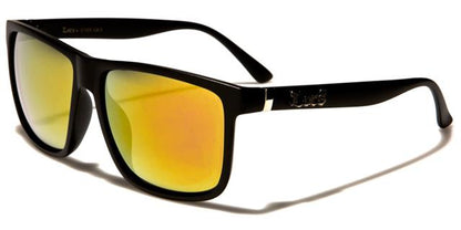 Designer Locs Black Large Square Mirrored Classic Sunglasses for Men Matt Black Orange Mirror Lens Locs Shades loc91055-mixb