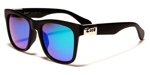 Designer Locs Black Classic Mirrored Sunglasses for Men Matt Black Green & Blue Mirror Lens Locs Shades loc91131-mbrvb