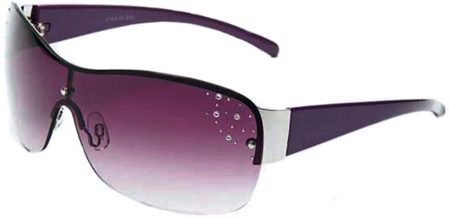 Women's Designer Oversized Semi Rimless Wrap Around Diamante Sunglasses UV400 Purple Silver Purple Gradient Lens Eyelevel lois3