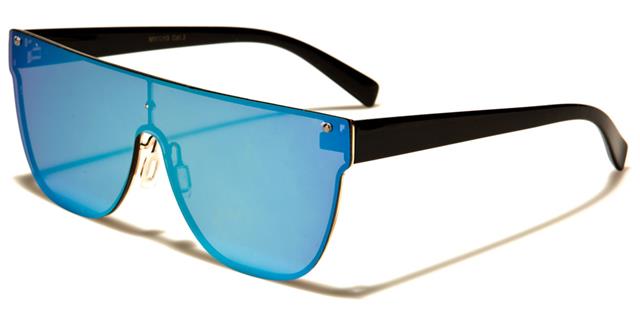 Unisex Oversized Retro Flat Mirror Shield Sunglasses Black Blue Mirror Lens Unbranded m10283f