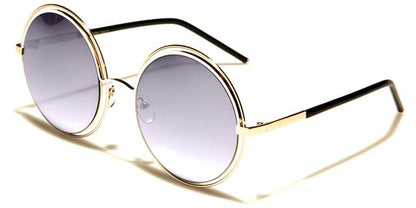 Oversized Metal Round Frame Sunglasses for Women Gold White Smoke Mirror Lens Unbranded m10304b