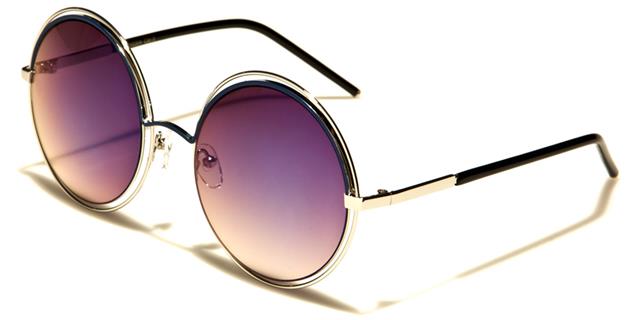 Oversized Metal Round Frame Sunglasses for Women Unbranded m10304e Silver Blue Blue Mirror Lens